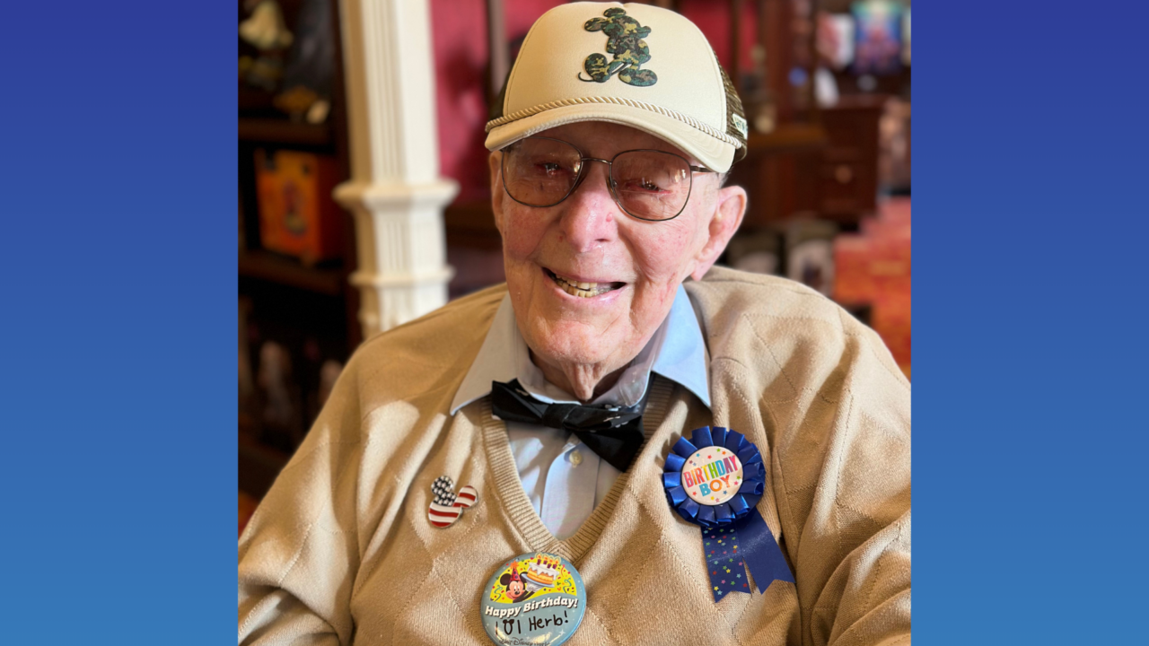 disney-celebrates-world-war-ii-veteran’s-101st-birthday-at-magic-kingdom-flag-retreat